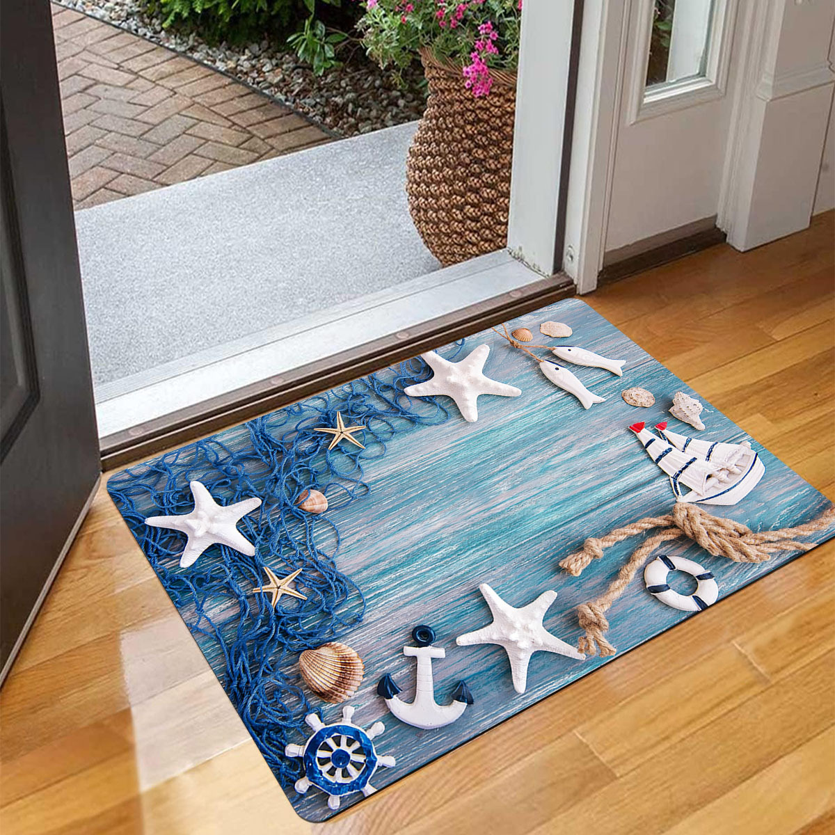 

Shell Pattern Entrance Mat - Non-slip, Stain Resistant Polyester Rug For Indoor/outdoor Use, Quick Dry For Kitchen, Laundry, Bathroom, Best For Christmas, Thanksgiving