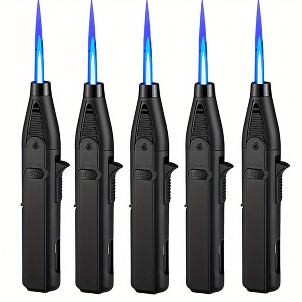 TEMU (without Built-in Butane Gas)5pcs Lighter, Outdoor Windproof Butane Gas Lighter, 1500 ° With Safety Lock, Portable Gas Lighter, Suitable For