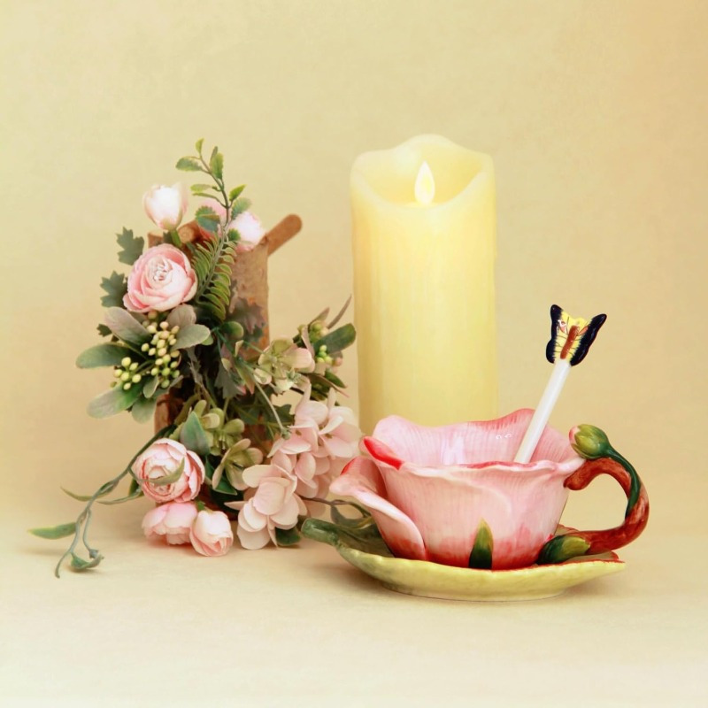 1pc elegant floral tea cup and saucer set hand painted   for lotus leaf   non toxic ceramic   matching spoon for coffee tea home decor birthday anniversary gift for women bridal shower present vintage floral tableware teacup set porcelain tea cup cups for tea teacup tea sets coffee tableware decorative teacup handcrafted pottery   porcelain Product details 4