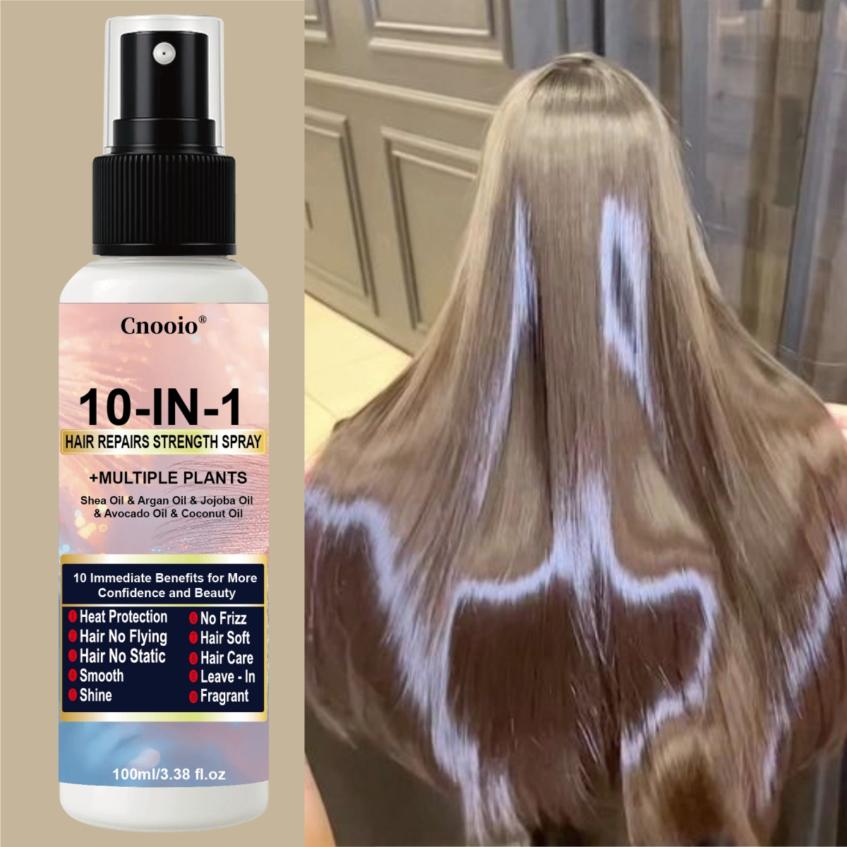 Image of 10-in-1 Hair Dry Hair/damaged Hair Hair Heat Protection Hair Care Smooth Shine Fragrant Hair Soft Argan Oil Jojoba Oil To Solve Frizz And Smooth Hair