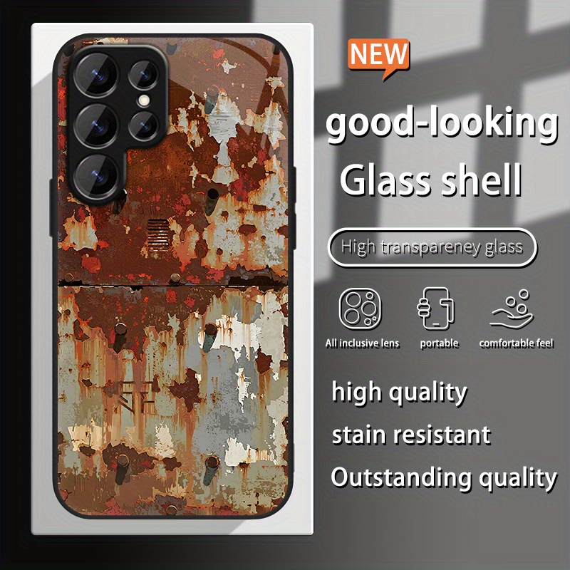 Image of Phone Case: Rusty Tin Phone Case For Iphone 17/16/15/14/13/12/11/plus/pro/pro Max 17air And Galaxy S25/s24 Plus/s23/s22/s21 Ultra, Glass Protective Cover, Anti-stain, Fashionable And Stylish