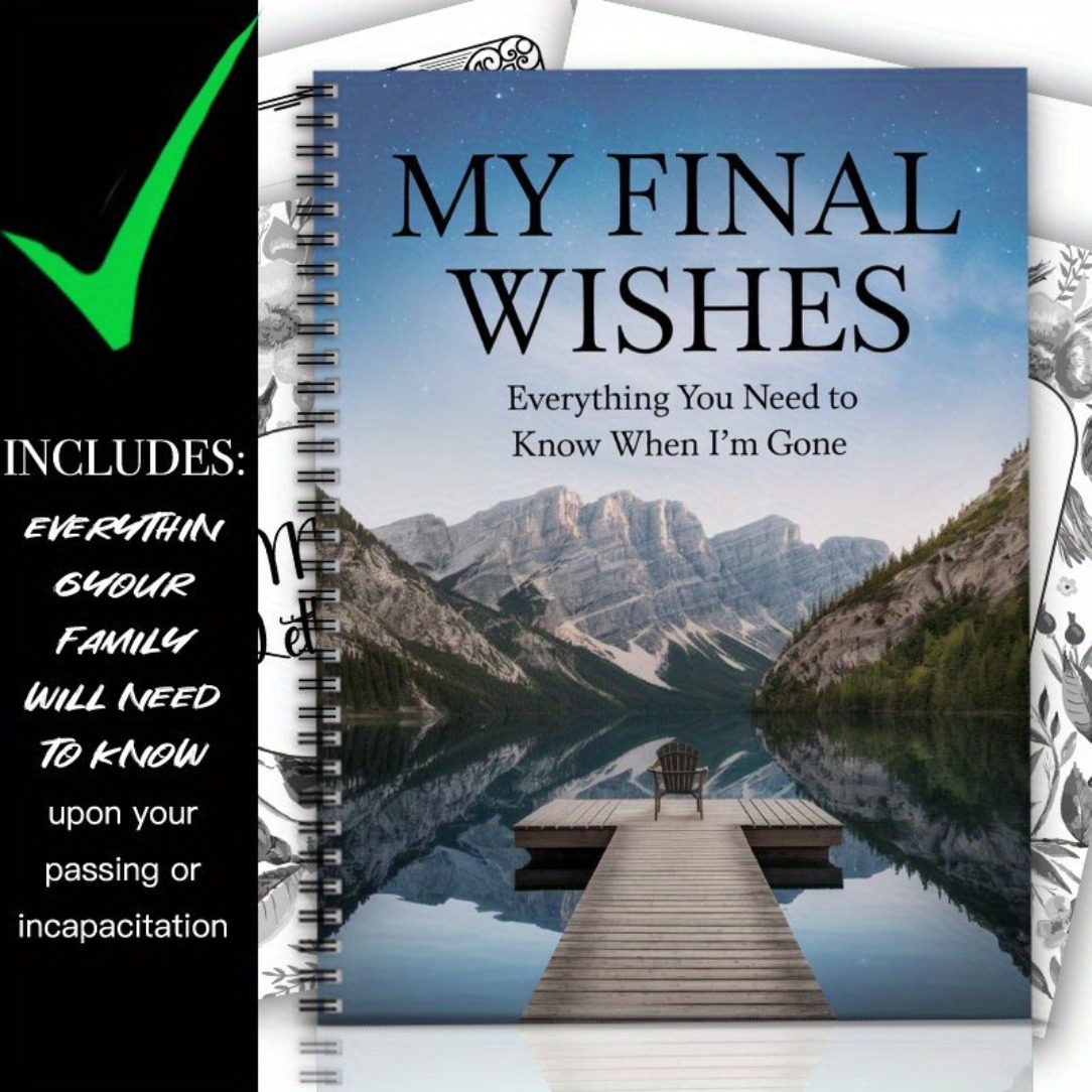 TEMU Spiral Notebook For Death Message - 1 Book, Adult End-of-: Final Arrangements After My , Beneficiary Information, Last Wishes, And Guidance,