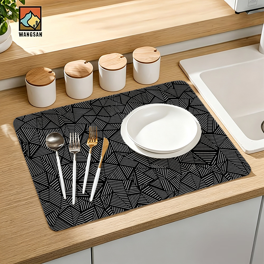 TEMU 1pc, Printed Draining Mat Coasters, Tableware Draining Mats, Decorative Dish Drying Mats, Drying Mats, Washing Machine Mats, Tableware Drying