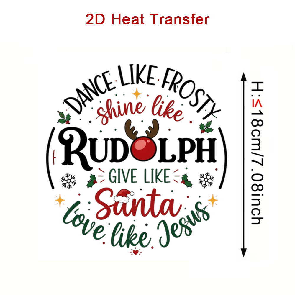 TEMU 3pcs 2d Flat Christmas Themed Heat Transfer Stickers, Featuring Fun Text " , Shine Like , Give Like Santa Claus, Jesus" And Patterns Of , Santa