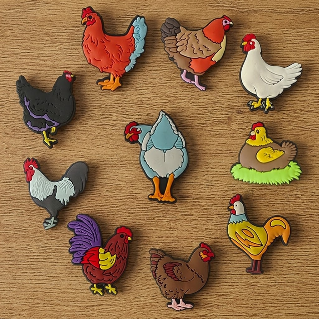 TEMU 10pcs Breloques de chaussures 3D en PVC multicolores (Thème /Animaux de ferme) - Ajouts pour sabots et sandales, pile