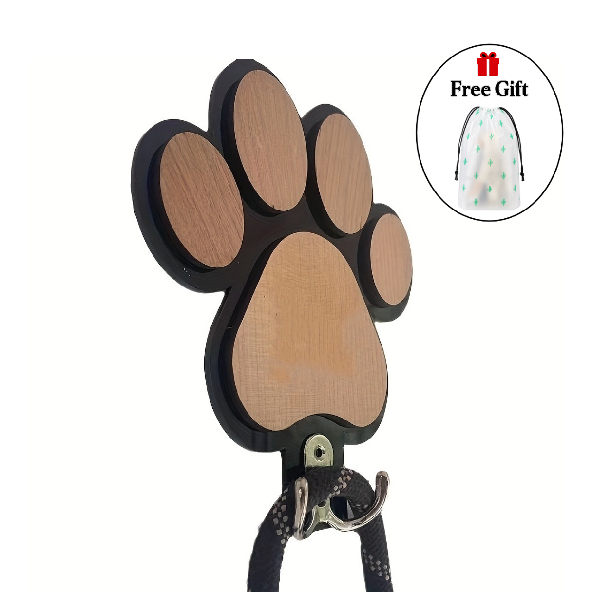 TEMU Juego de 2 piezas (1 gancho y 1 bolsa de almacenamiento de cactus) Gancho de pared con de pata de madera a - , toalla y colgador hechos a ,