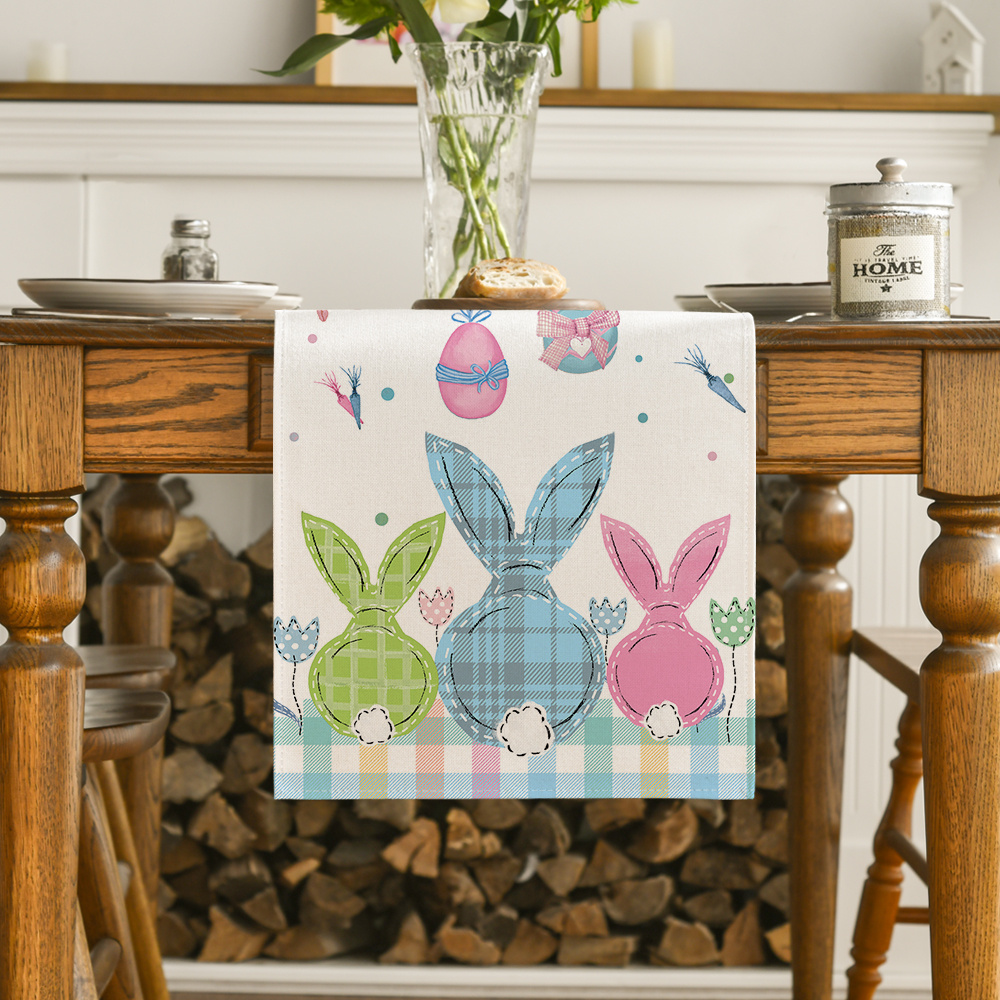 

Sm:)e Bunny Egg Easter Table Runner Dining Table Decoration, Seasonal Dining Table Decoration For Home Party Decor 13x72 Inch