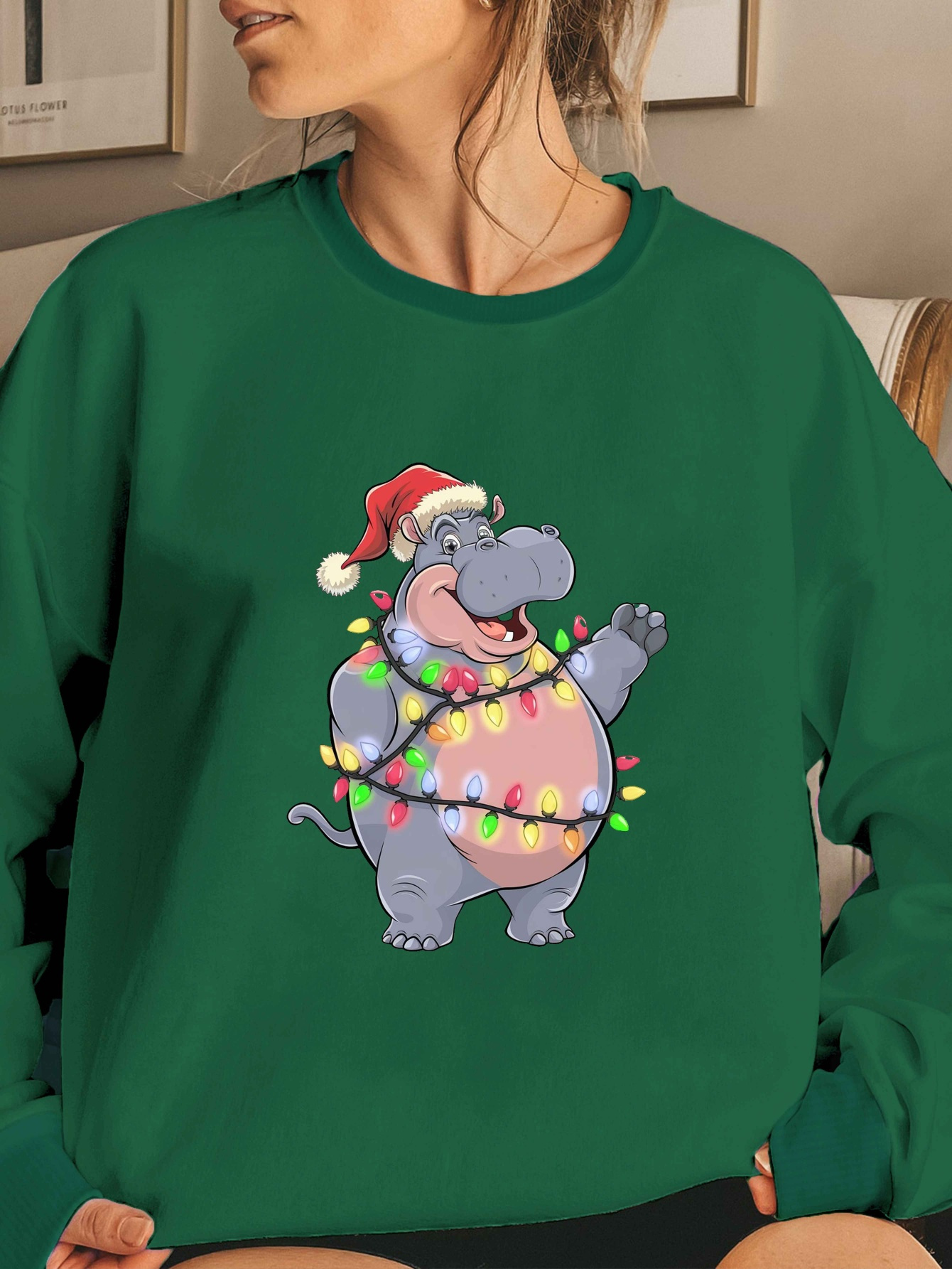 Women's 'I Want A Hippopotamus For Christmas' Long Sleeve Shirt – Plaid Graphic Raglan Tee