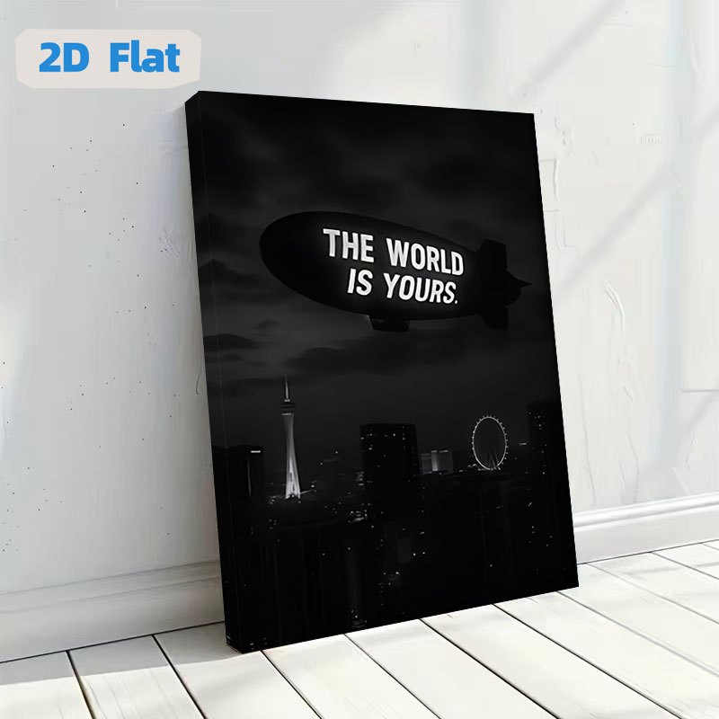 TEMU 2d Flat, 2d Flat, 1pc, Wooden Framed Canvas Painting Poster, "" Inspirational Text Night Scene Black And Canvas Art, Modern Poster Canvas
