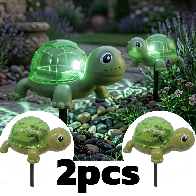 Image of 2pack Cute Turtle Solar Pathway Lights Light Outdoor Decor Stakes, Garden Landscape Lighting For Lawn Flower Pot, Patio Night Lights For And Backyard Pathway, Lights For