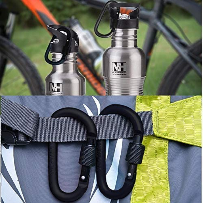 Image of 4pcs D-shackle Spring Hook Keychain, Black Aluminum Alloy With Screws, Ideal For Fishing, Keys, And Outdoor Activities- Versatile Outdoor Gear|dshackle Hook|secure Closure