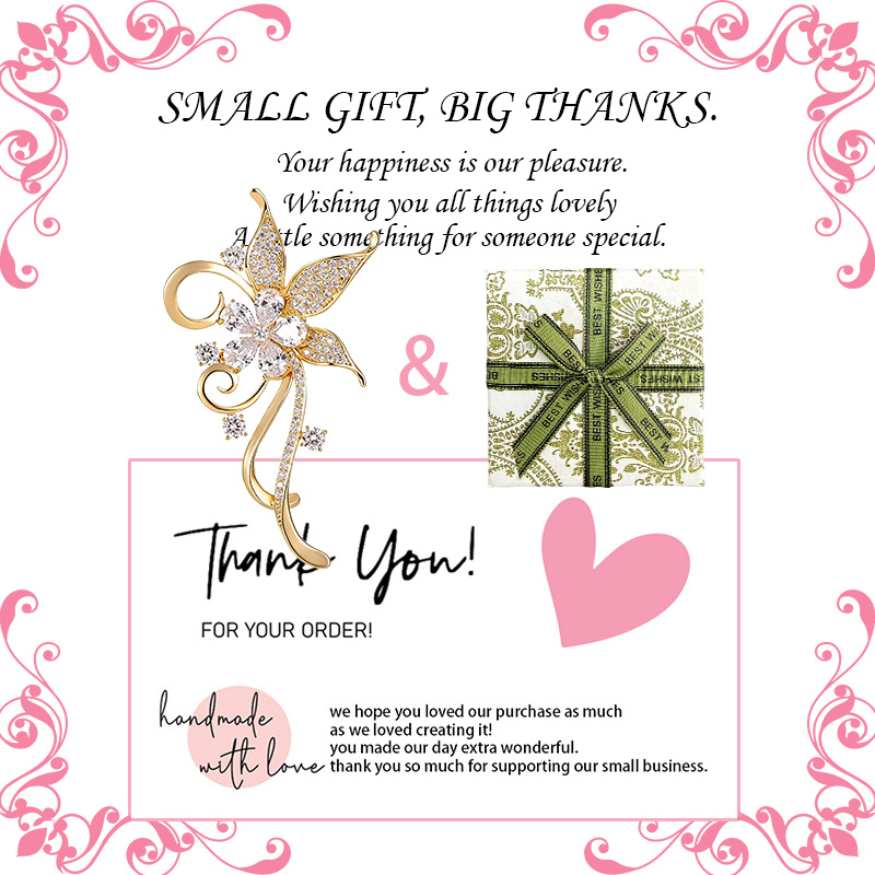 TEMU 1pc And Luxurious Bauhinia Sweater Clip With Gift Box And Card, 2026 Mother's Day New Model, Symbolizing Exquisite And Smart Style Accessory