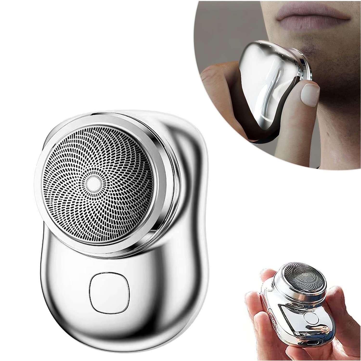 afeitadora eléctrica para hombres, mini-afeitadora eléctrica portátil, nueva actualización de mini afeitadoras eléctricas para hombres, recargable por usb, uso con un  , adecuada para el hogar, coche, viajes, negocios 0