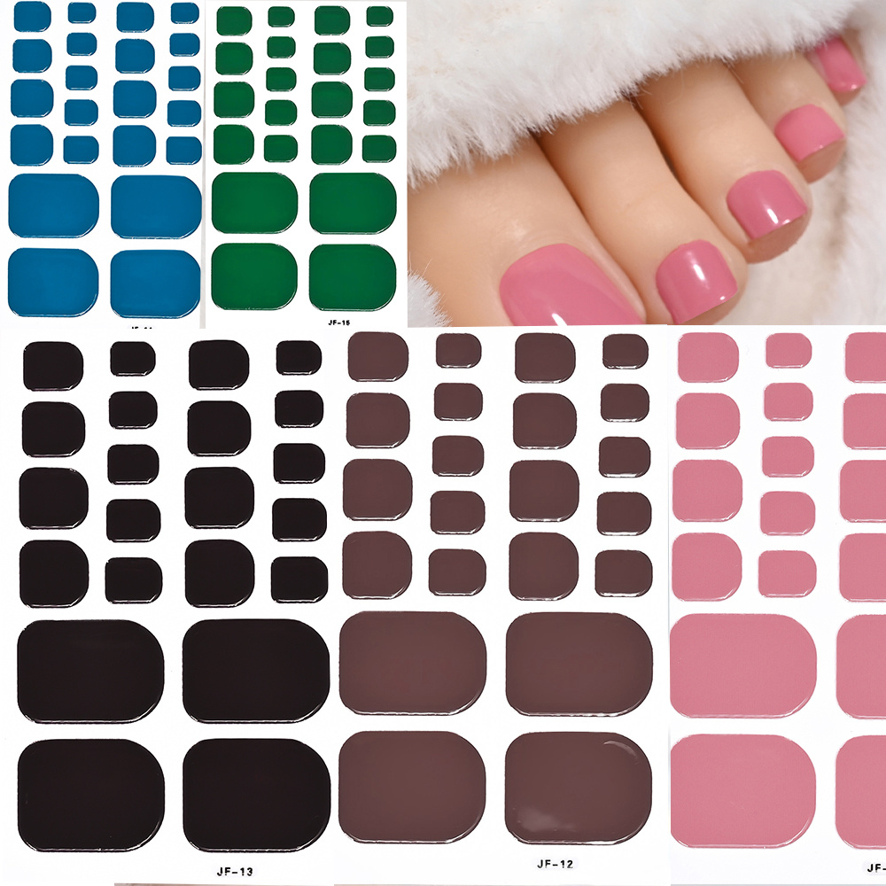 TEMU 5pcs Solid Color Toe Nail Stickers Wraps For Women Full Cover Toenail Strips Sliders Spring Summer Self Adhesive Diy Feet Tips Decals