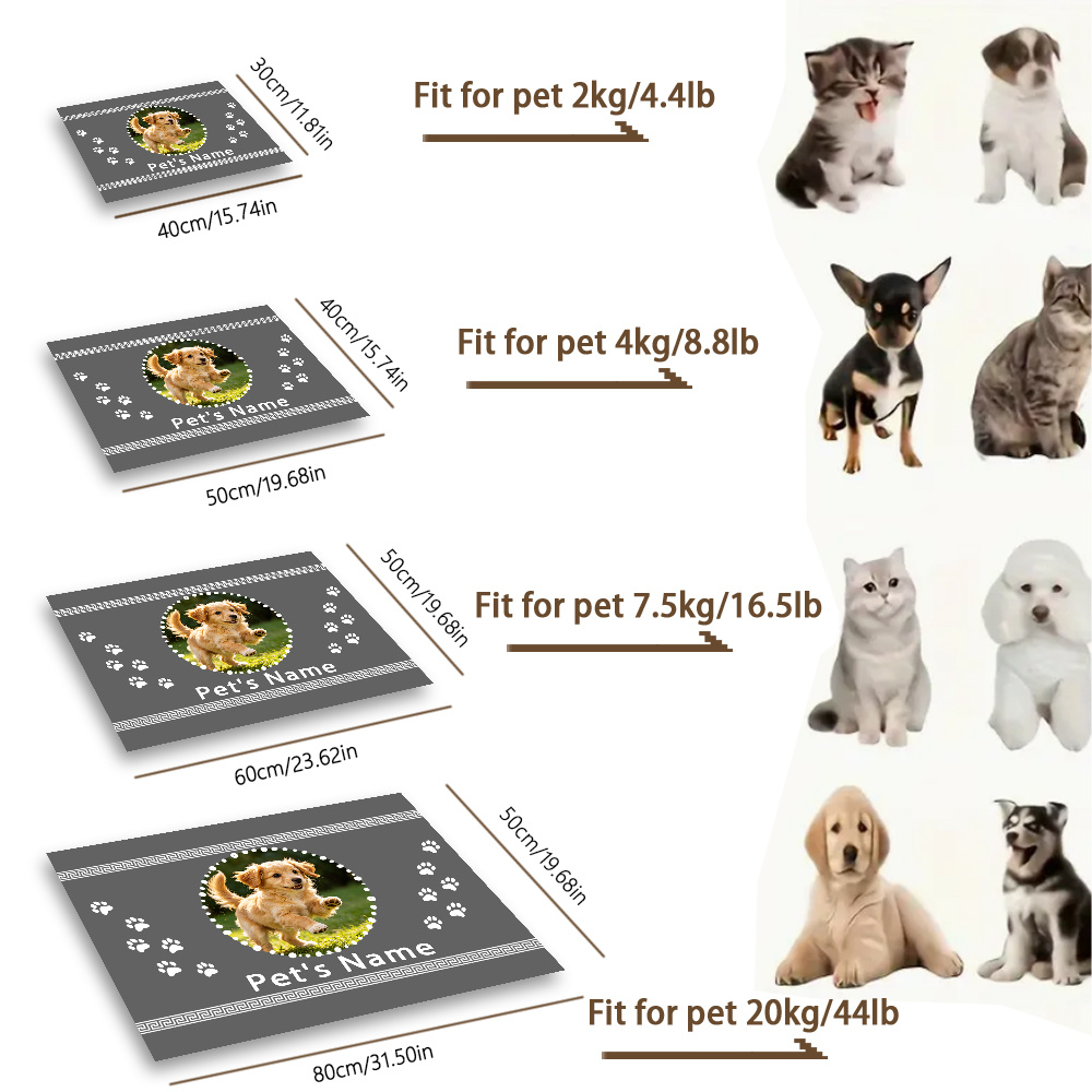 TEMU Tapis de Repas Personnalisé pour Animal de Compagnie 1 pièce avec Nom/ - Tapis de Nourriture Personnalisé pour Chien et Chat, Convient aux