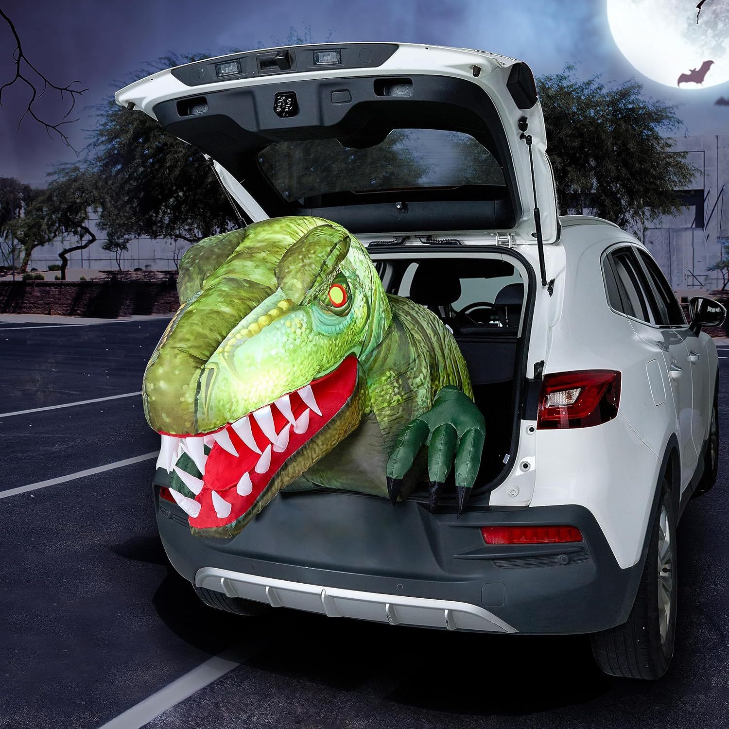 TEMU Animated Halloween Inflatable Outdoor Decorations - Trunk Or Treat Car Decorations - Animated Dinosaur With Leds For Yard Decor, Dinosaur Party