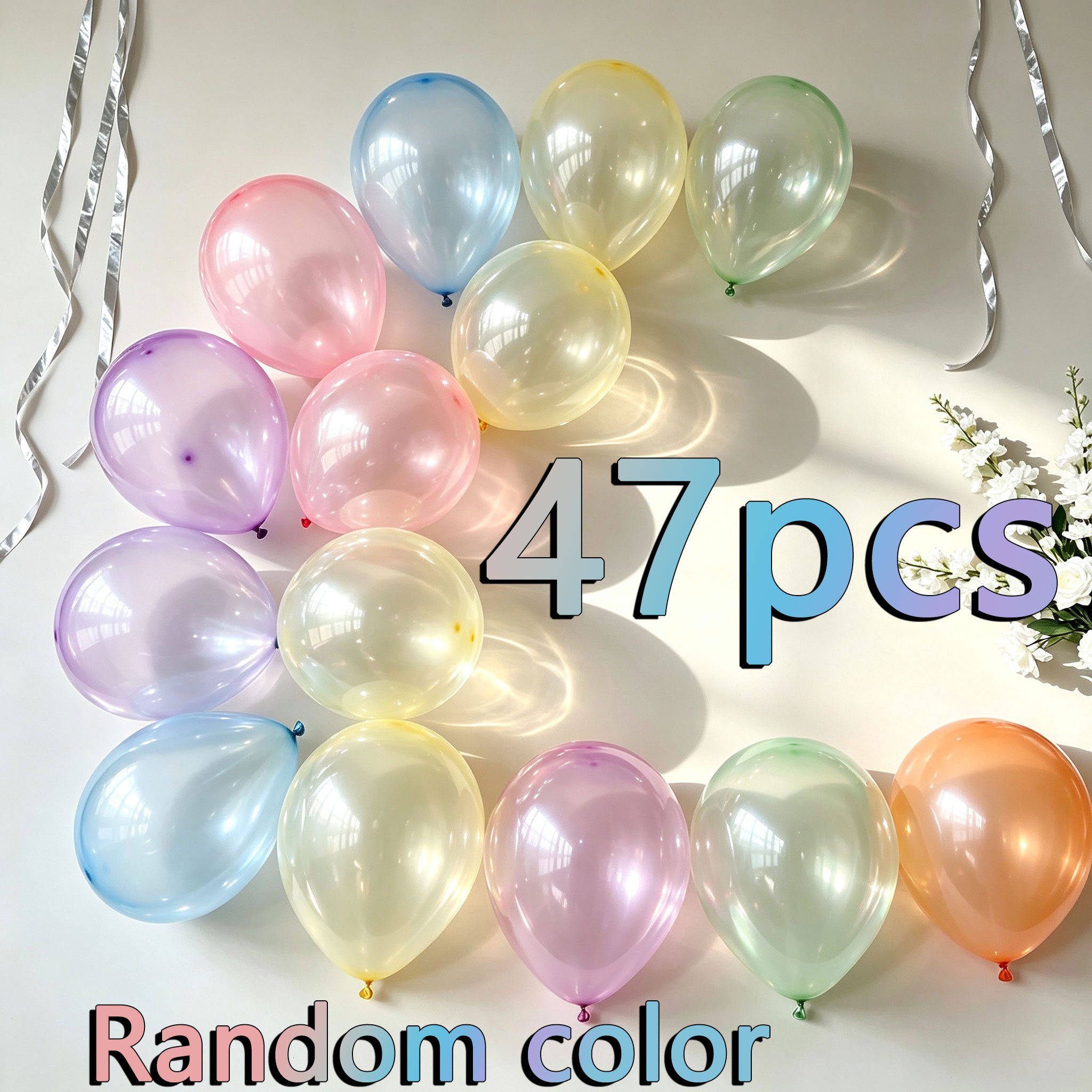 TEMU 47pcs Colorful Crystal Balloons, 10inch Multicolor Theme Latex Balloons, Random Color, For Halloween Party, Anniversary, Reunion Party, Birthday