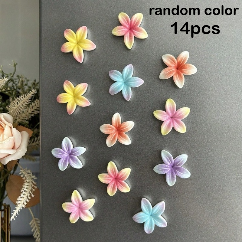TEMU Random 14pcs Colorful Flower-shaped Refrigerator Magnets, Beautiful Decorative Magnets For Kitchen, Office, Whiteboard, Locker, And Dishwasher,