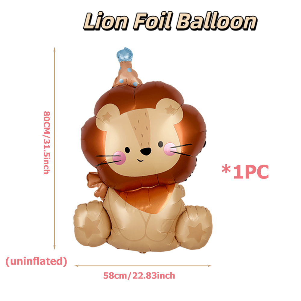 Image of 1pc/4pcs Sitting Lion Foil Balloon, Cute Animal Balloon For Boys Birthday Party, Shower, Room Decor, Balloon Arch Decoration, Photo Booth Props & Gift Supplies