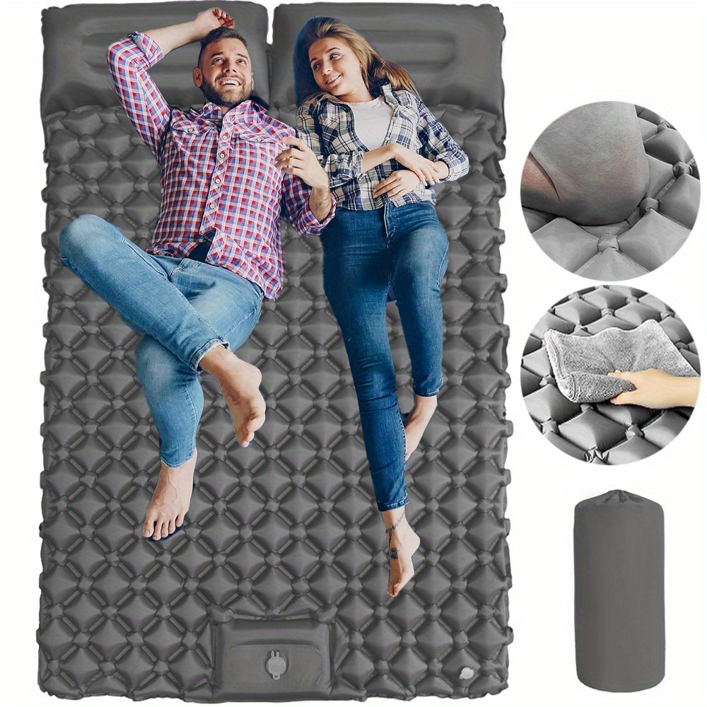Self-inflating Inflatable Sleeping Pad With Integrated Pillow, Camping Sleeping Pad For Two, Easy To Inflate And For Hiking, Beach Trips, And Backpacking