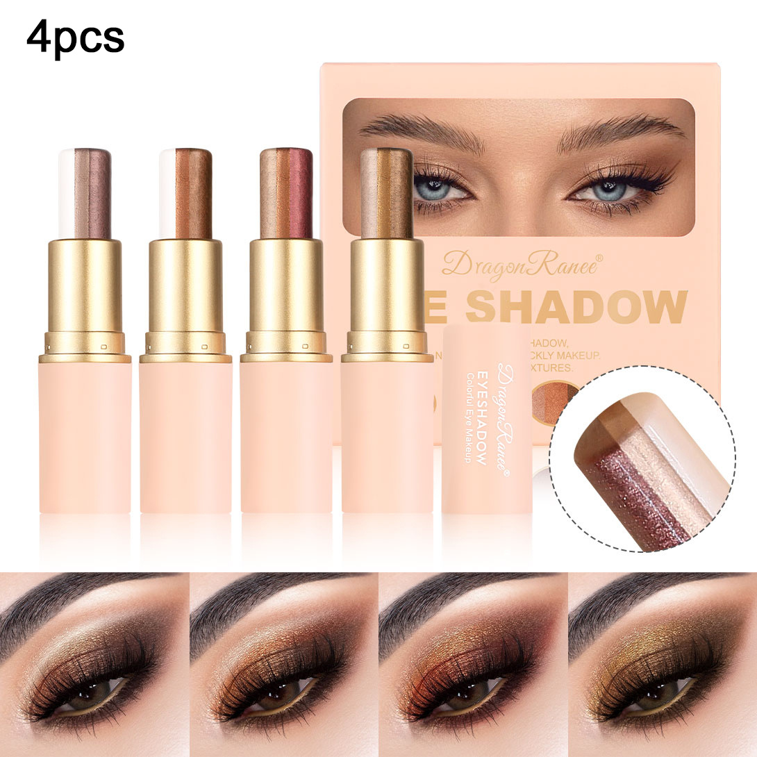 4pcs 3-in-1 Eyeshadow Stick Set - 4pcss Blending Cream Eyeshadows, Beginner-friendly, Easy Application