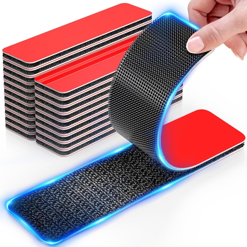 TEMU 32pcs 16 Sets 1.2 X 3.1 Inch Heavy Duty Tape Strong Self-adhesive Fastener Reusable Cuttable Sticky Tape For Home Organization Clothing Crafts