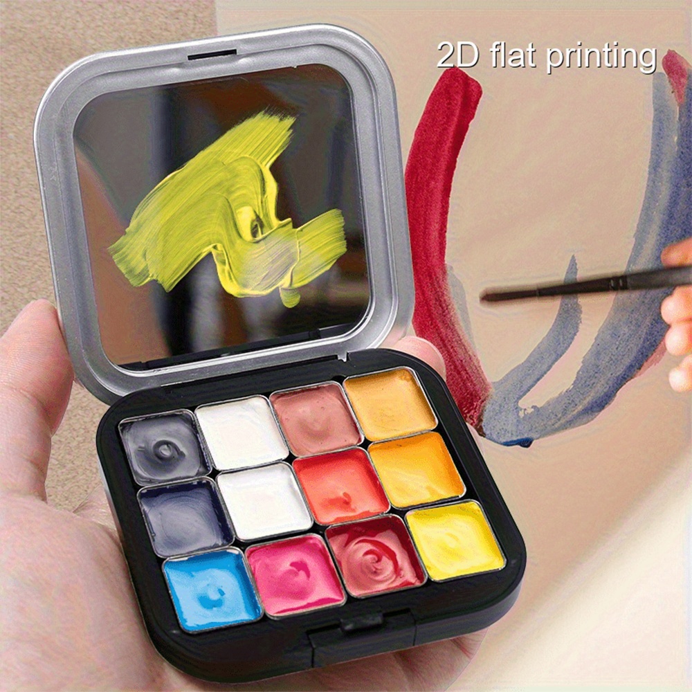1pc Ice Cream Party Palette - Cute Birthday Party Makeup & Painting Box with Ice Cream Cone, Pastel & Vibrant Colors (Pink, Blue, Yellow, Green, Purple, Red, Orange, Brown, Black, Golden,) - Heavy-Duty Portable Case with Lid for Artists, Travel, Birthday Party Decorations - Ideal for Face Painting, Cake Decorating, Crafts - Compact Square Design with 2  Cream Cone &  , Durable & Vibrant Colors,   Kit, Artist Supplies,   Pattern,