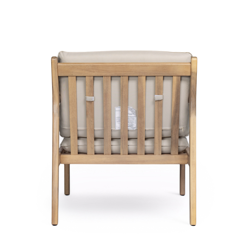 Set of 2 Acacia Wood Armchairs | Light Teak Patio Club Chairs with Painted Frame, PVC Material