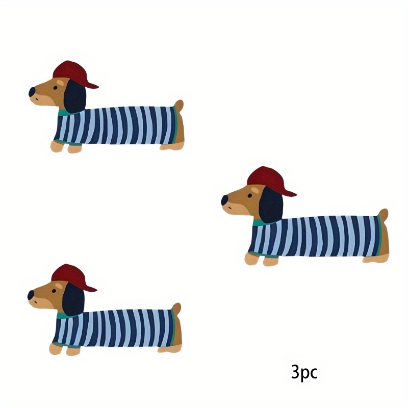 E-shop 3 Stk. Niedliche Dackel-Muster DIY Bügelbilder, T-Shirt Aufbügler, Stoffapplikationen, Schneidbar und Nahtlos Passend, Geeignet für Rucksäcke &