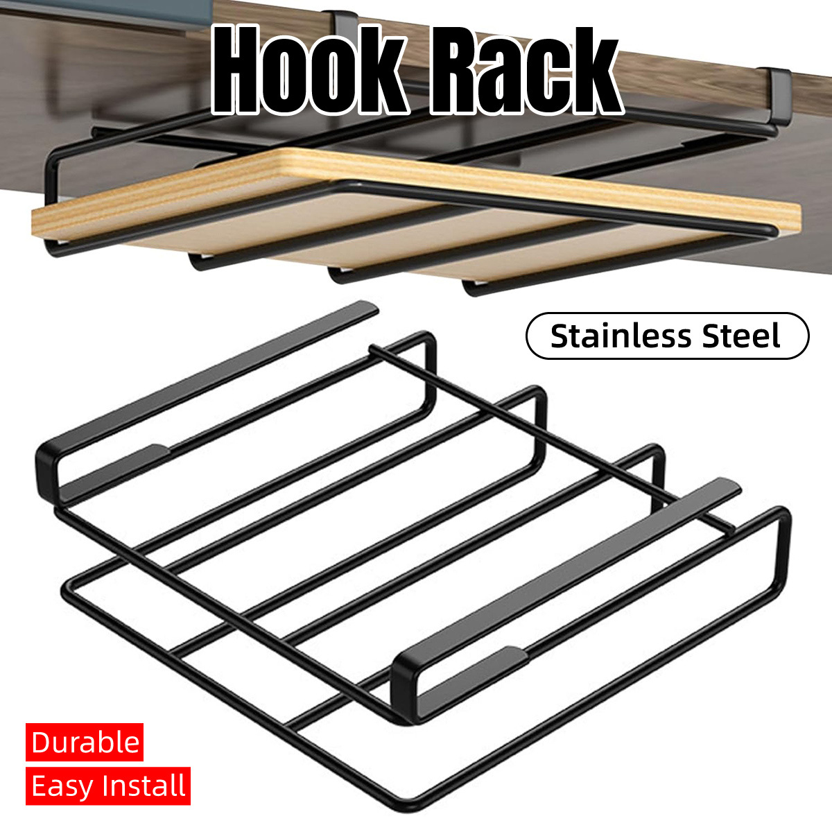 TEMU Heavy-duty Stainless Steel Cutting Board Rack - Under Cabinet Organizer With Space-saving Design, No Assembly Needed, Compatible With Standard