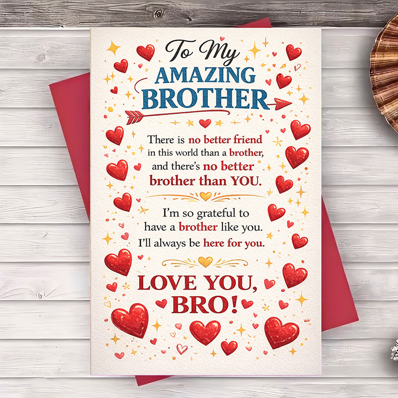 TEMU A Set Of 2pcs (including An Envelope And A Greeting Card) That Features A Card For A Brother, Ideal For Birthdays, , To Love And Gratitude From