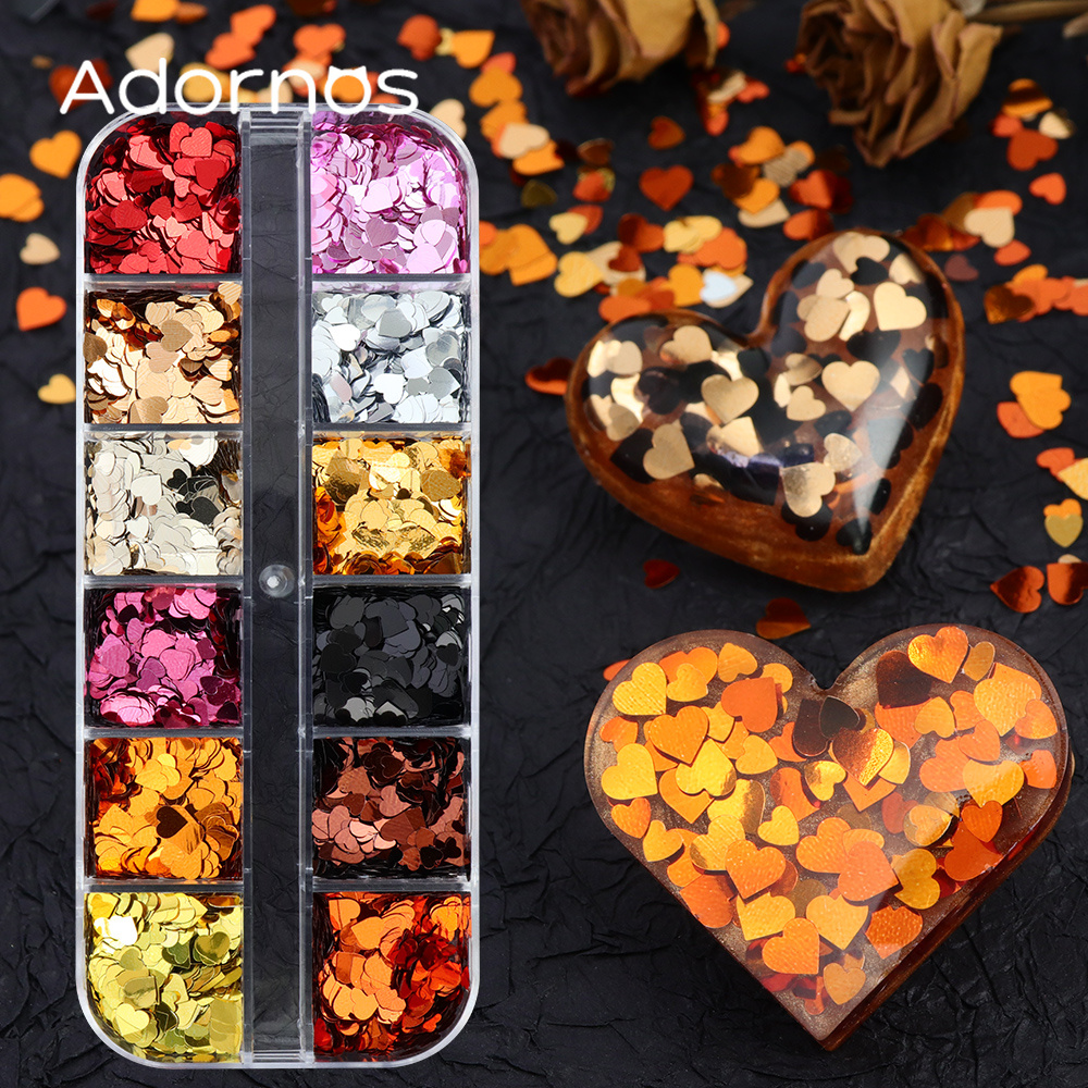 

12 Grids/box Golden Silvery Resin Sequins Epoxy Resin Filler Paillettes For Resin Filling Accessories Resina Epoxi Kit Completo