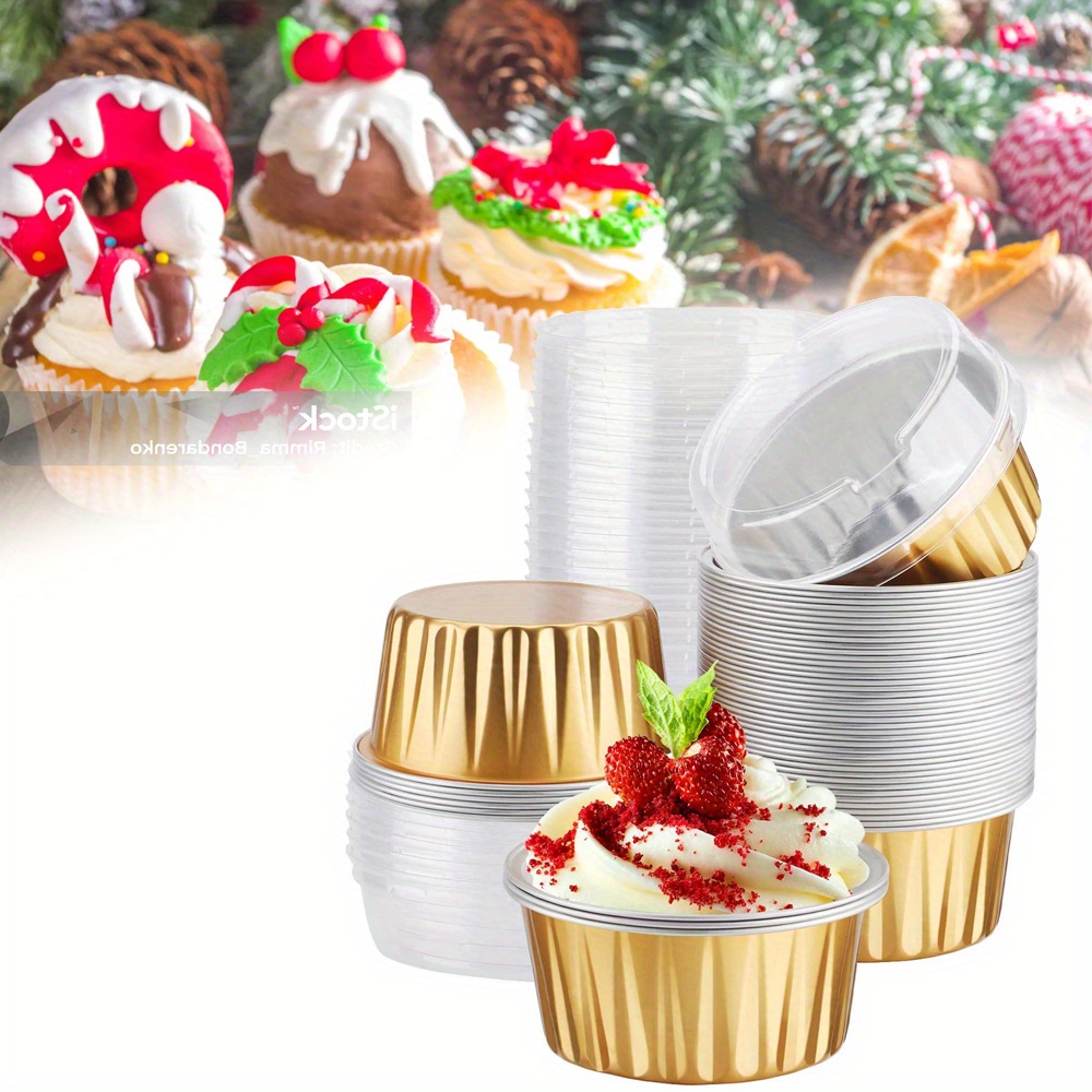 

20/50pcs Aluminum Liners Mould Disposable Pudding Christmas Molds