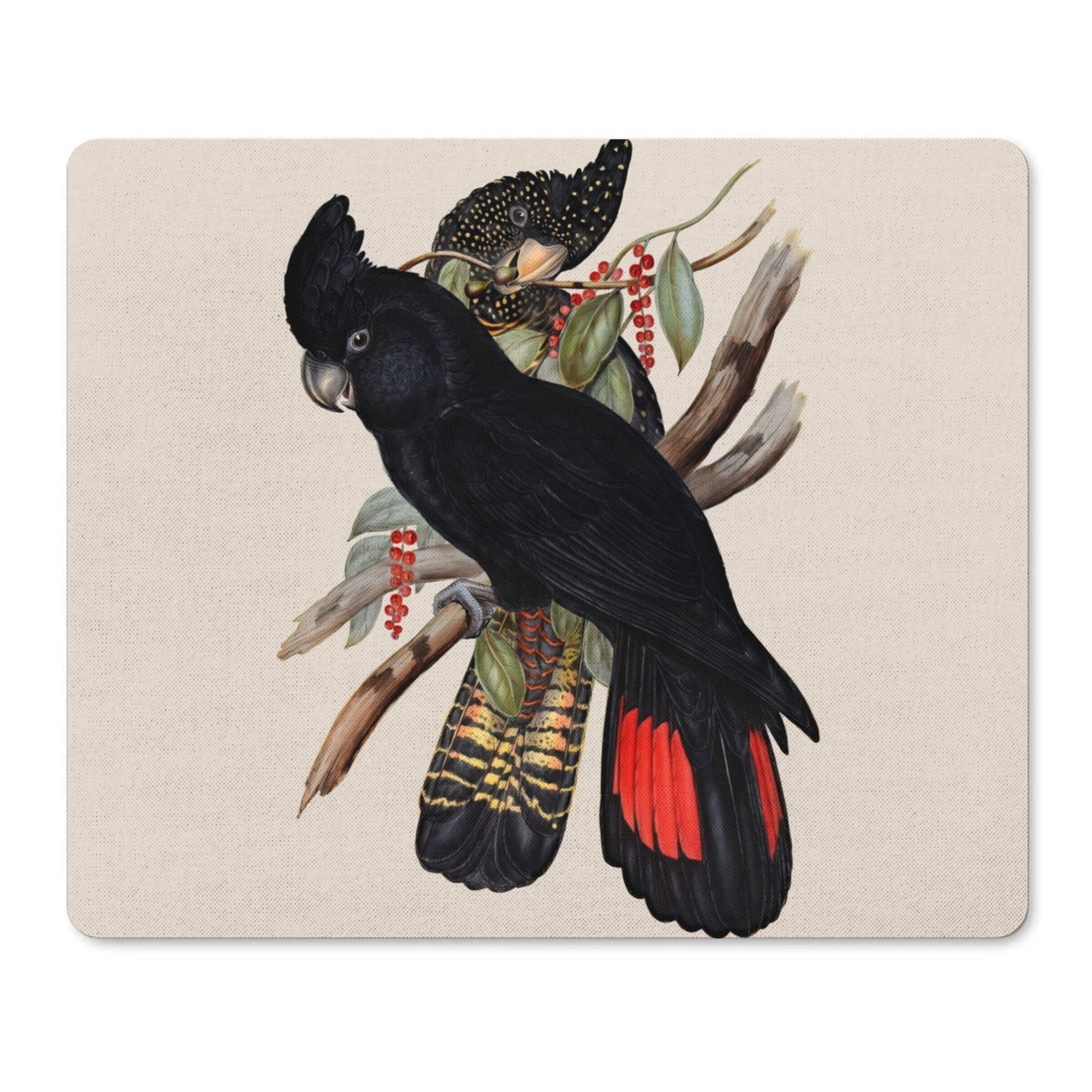 TEMU 1 20x24cm Mouse Pad Featuring A Red-tailed (calyptorhynchus Banksii) | Rubber Material, Non-slip, With Wrist Support, Suitable For Home Office
