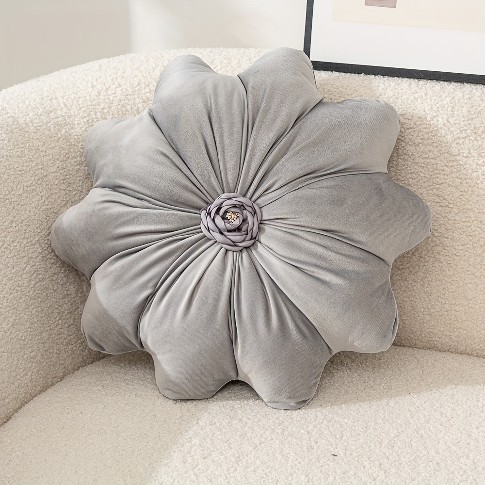 1pc Elegant Round Flower-shaped Cushion With Insert - Luxurious Blooming Botanical Pillow Suitable For Sofa, Bed, Chair - Hand Washable Home Décor Accent, & Maintenance