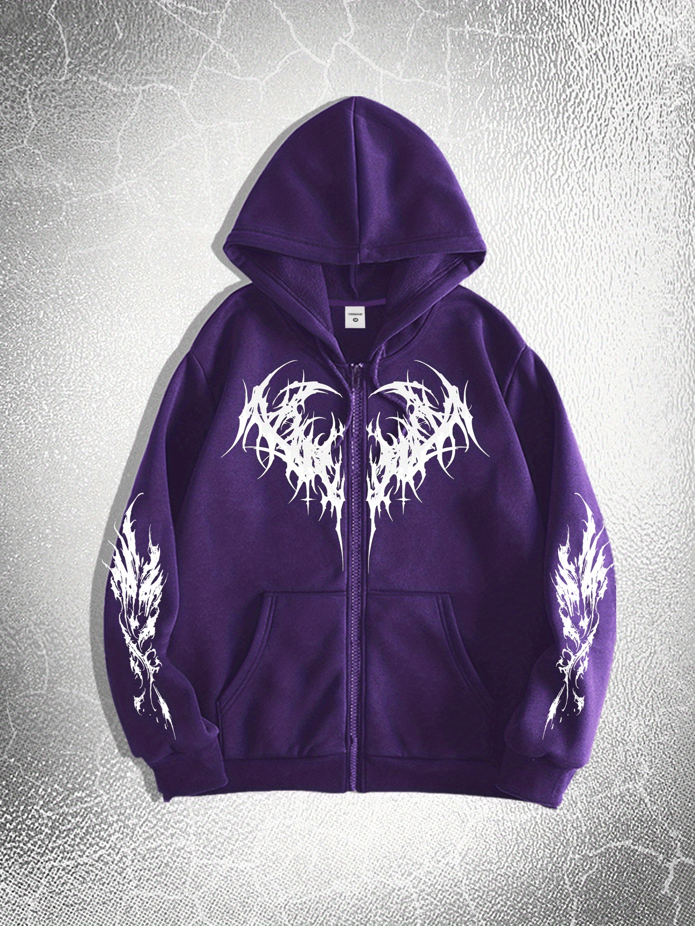 felpa cappuccio in stile stampa e zip Temu Italy