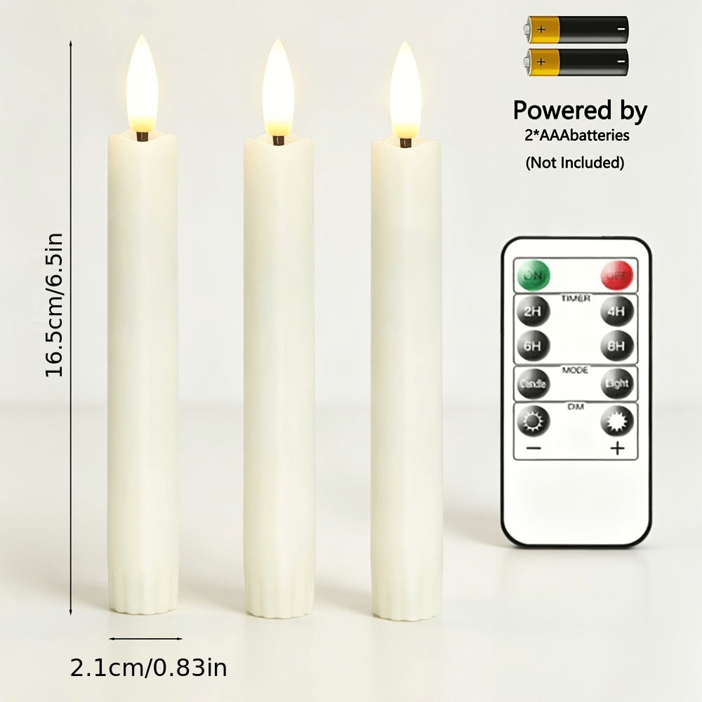 TEMU flamme à LED, télécommandées, avec minuterie, bougies clignotantes 3D, alimentées par piles, adaptées pour les réunions de famille, mariages,