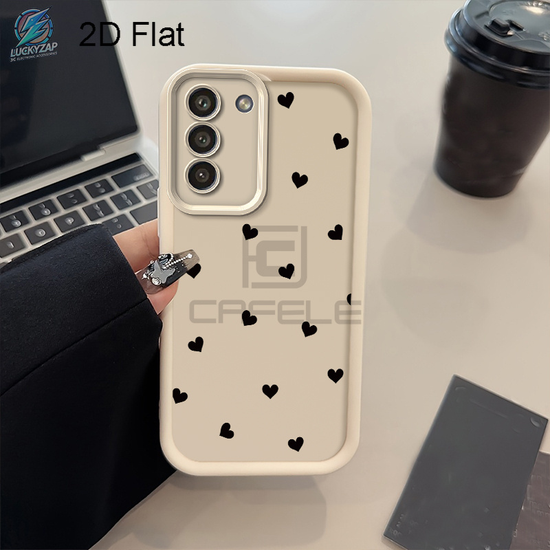 Image of Phone Case - 2d Flat Phone Case: Love Heart Phone Case For Galaxy S22/s23/s24/s25/s26 Series, Plus, Ultra, Fe Models, A33-a54 Series, Shockproof Protective Cover, Trendy Soft Back Shell