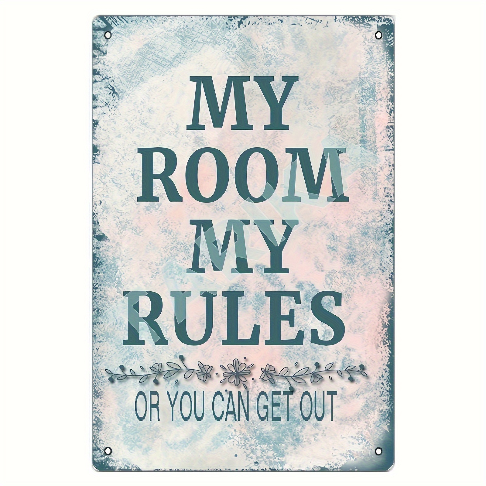 TEMU 2d Flat, [2d Flat] 2d Flat 1pc My Room Vintage Aluminum Sign Teal Pink Distressed Wall Decor Room Decoration Durable Aluminum Construction For