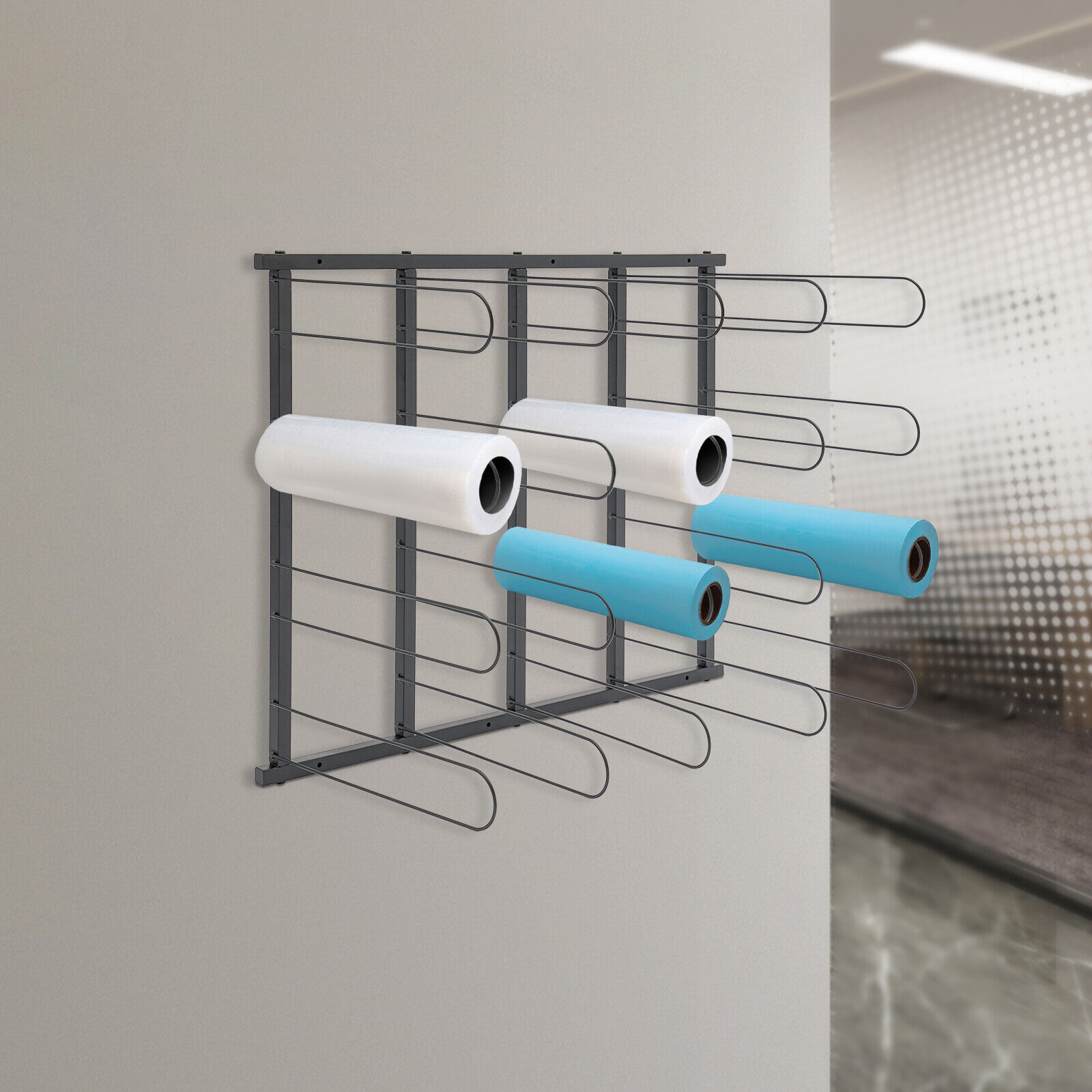 Banner Display Rack 9-Tier Wall Mount Blueprint Storage Rack Hanging ...
