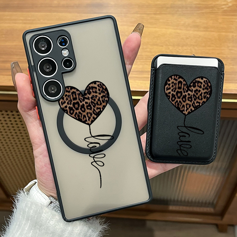 E-shop Handyhülle: 2er Set Luxus Mode Kreativ Stoßfest Braunes Herz Muster Magnetische Handyhülle & modischer Luxus Kunstleder Magnetische Eigenschaft