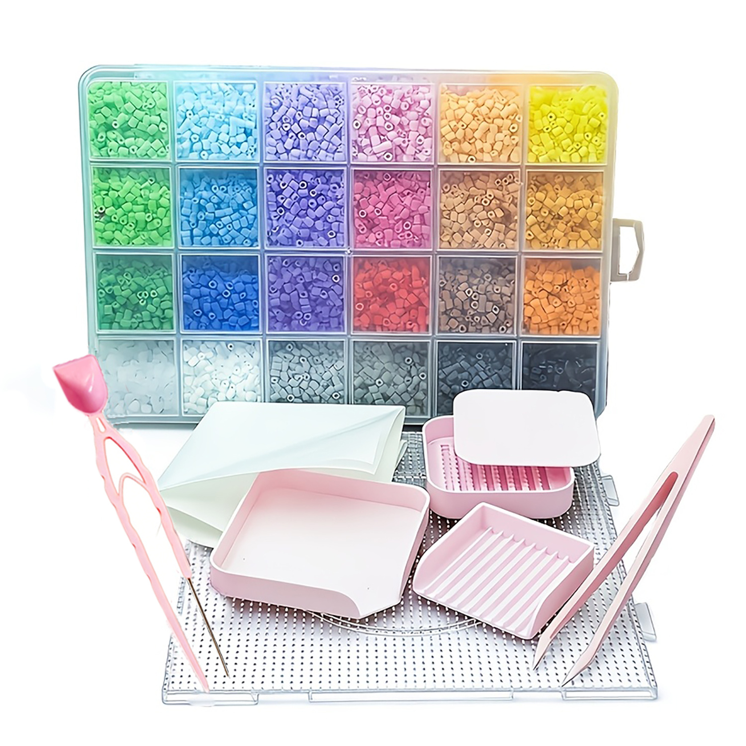 TEMU 24 Colors 10000pcs 2.6mm Fuse Beads Set With Additions, Handmade Melt Bead Gifts, 3d Puzzles And Jewelry Making Supplies. Suitable For Making