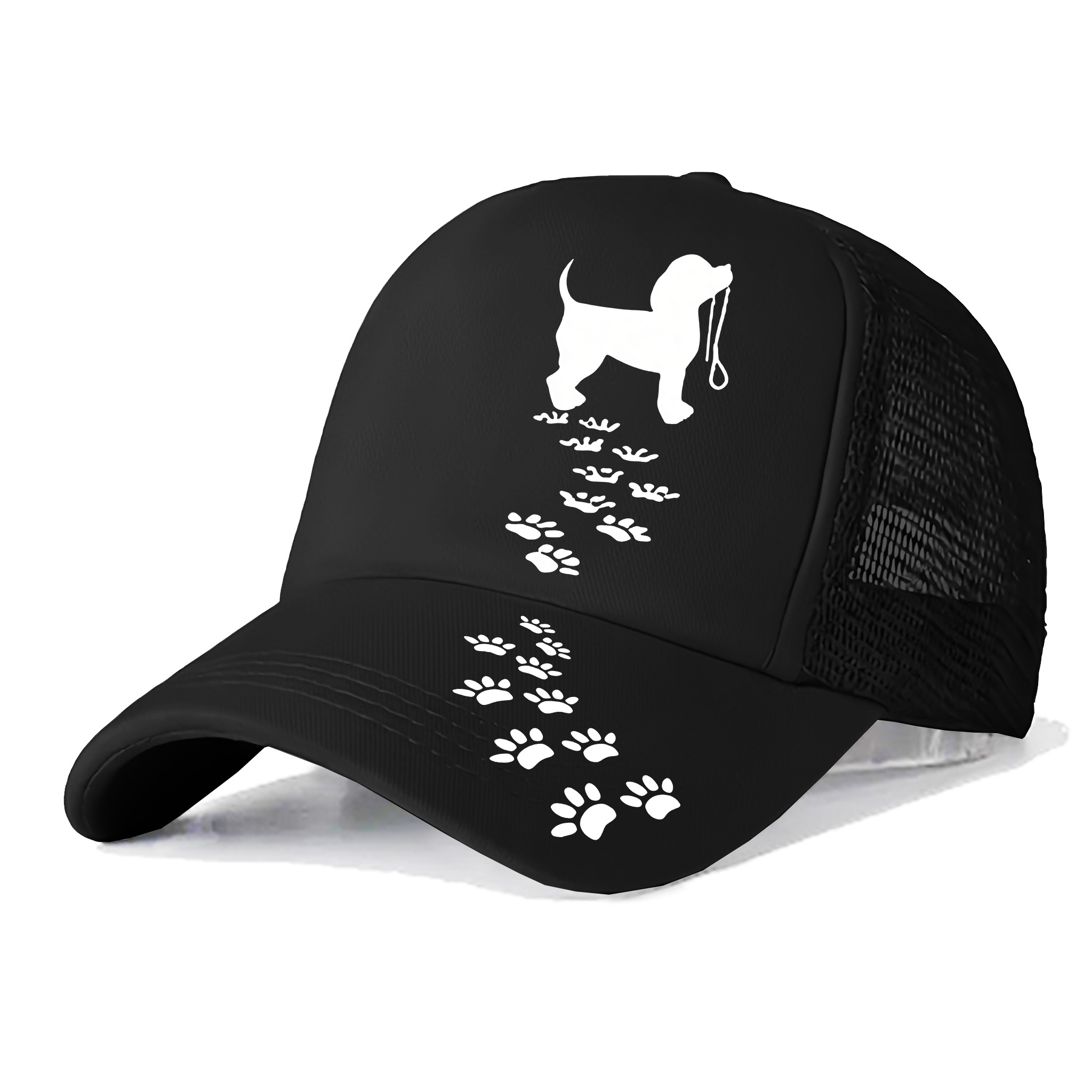 TEMU Dog Paw Print Pattern Baseball , Unisex Sports Sunshade Hat, Trendy Outdoor Wide-brimmed Lightweight Breathable Mesh Adjustable Casual Wear