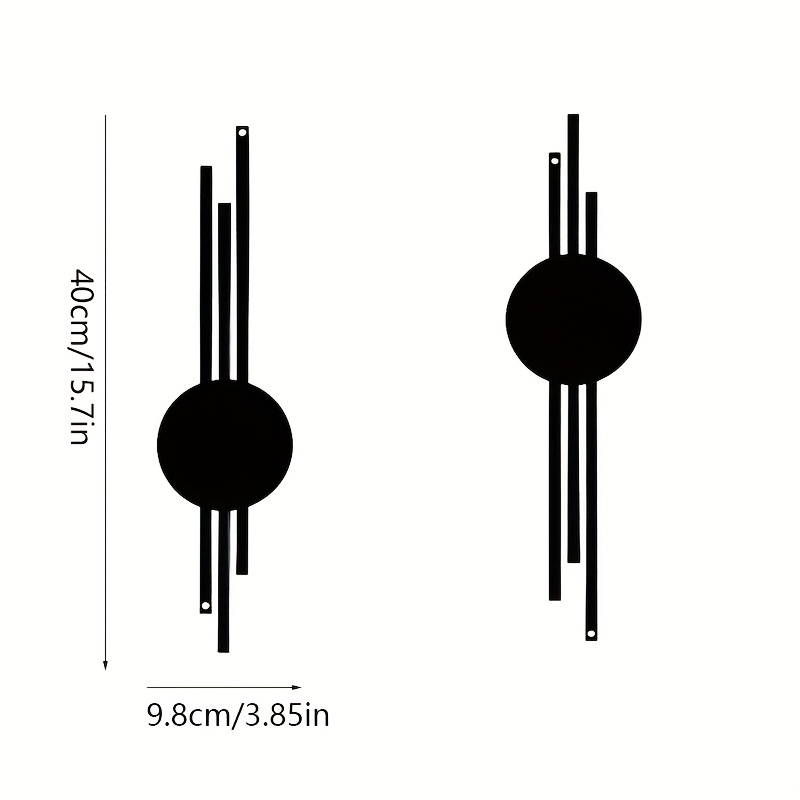 TEMU 2pcs Décoration Murale Géométrique Ronde Abstraite en Métal - Peinture Moderne en Fer Noir, Sculpture Décorative Étanche pour Intérieur et