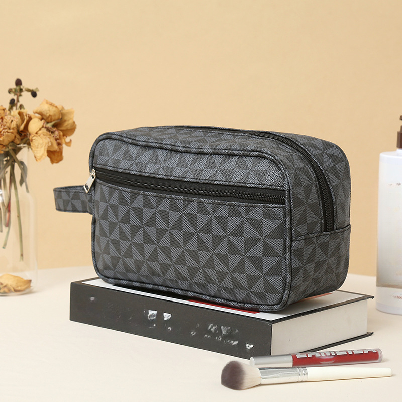 Image of Men's Toiletry Bag, Large Capacity Portable Makeup Bag, Patterned Men's Portable Handbag, Large Capacity Wear-resistant Casual Trendy Printed Handbag, Zipper Closure