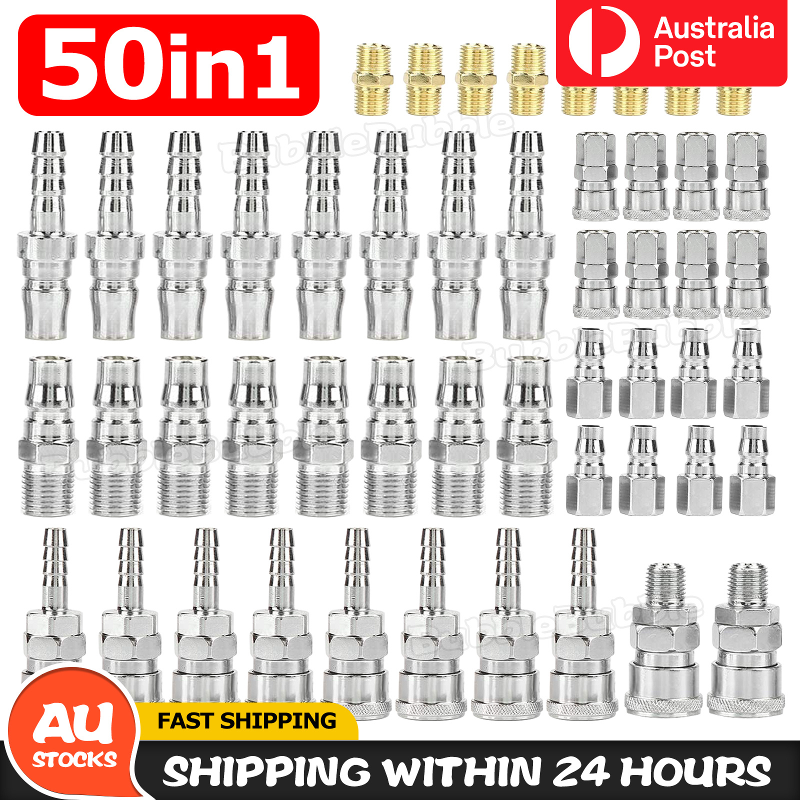 TEMU 50pcs Air Hose Fittings Compressor Quick Coupling Release Fittings Connector Tools Kit Bubble