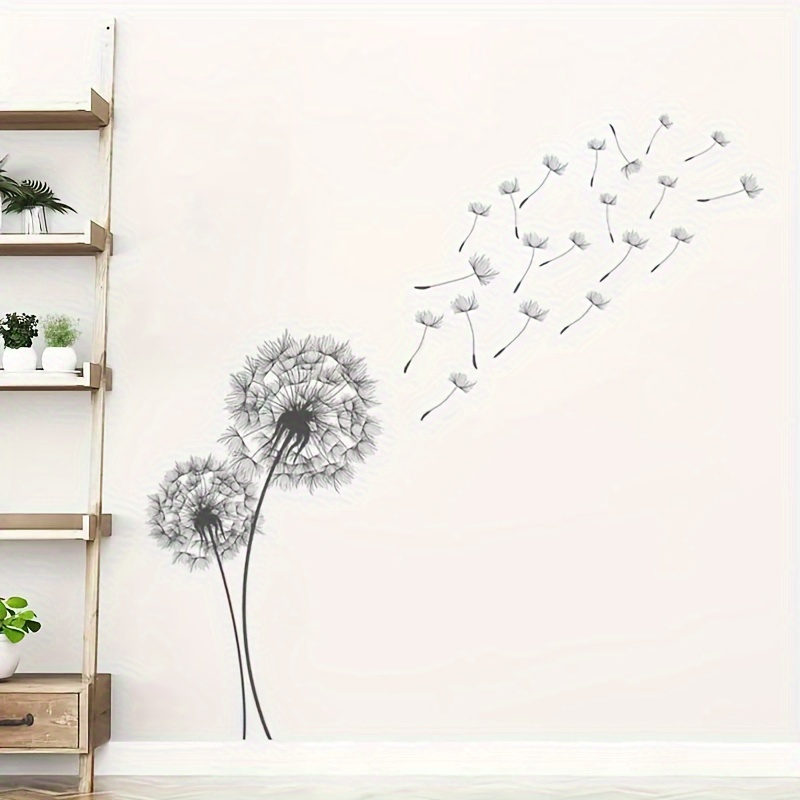 Image of 1pc Whimsical Dandelion Wall Sticker-modern Vinyl Plant Sticker, Suitable For Home And Room Decoration, Easy To Stick And Remove