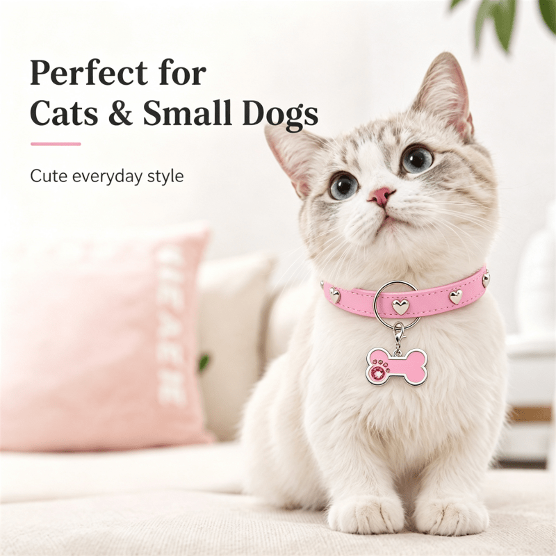 Personalized Pet Collars with Engravable Bone-Shaped Tags