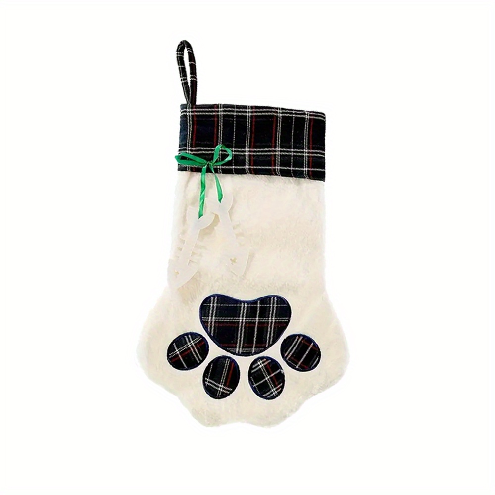 TEMU A Personalized Christmas Stocking With A Paw Design - Custom Christmas Stocking With A Name, Custom Cuff Christmas Stocking, Christmas Ornament,