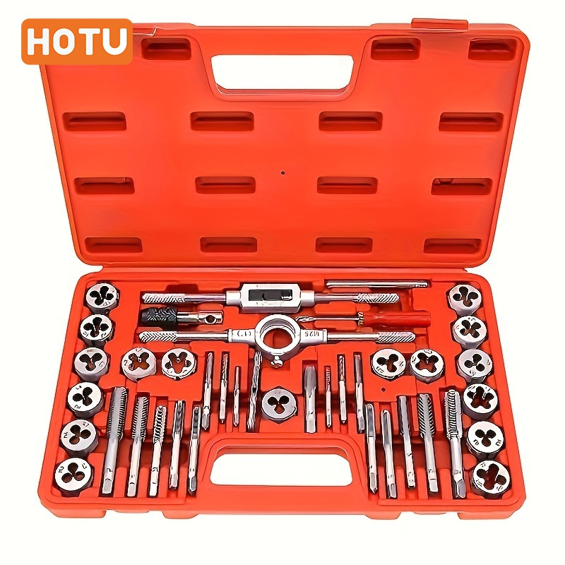 

40pcs Hotu Tap And Die Set, - Steel Threading , & Sae Thread , For Tool Use